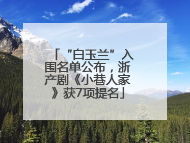 “白玉兰”入围名单公布，浙产剧《小巷人家》获7项提名