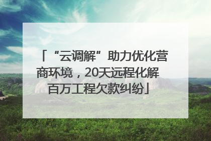 “云调解”助力优化营商环境，20天远程化解百万工程欠款纠纷