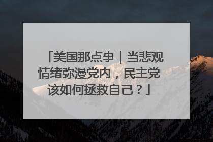 美国那点事｜当悲观情绪弥漫党内，民主党该如何拯救自己？