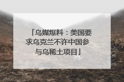 乌媒爆料：美国要求乌克兰不许中国参与乌稀土项目