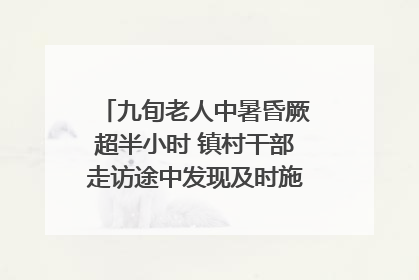 九旬老人中暑昏厥超半小时 镇村干部走访途中发现及时施救｜看见正能量