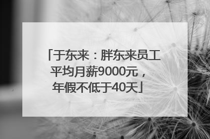 于东来：胖东来员工平均月薪9000元，年假不低于40天