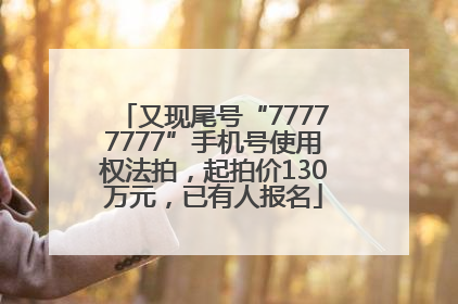 又现尾号“77777777”手机号使用权法拍，起拍价130万元，已有人报名