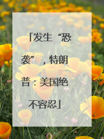 发生“恐袭”，特朗普：美国绝不容忍