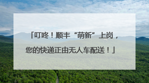 叮咚！顺丰“萌新”上岗，您的快递正由无人车配送！