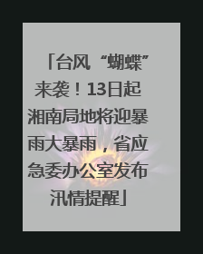 台风“蝴蝶”来袭！13日起湘南局地将迎暴雨大暴雨，省应急委办公室发布汛情提醒