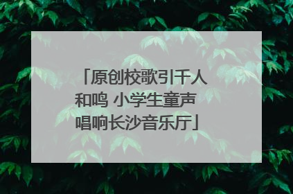 原创校歌引千人和鸣 小学生童声唱响长沙音乐厅