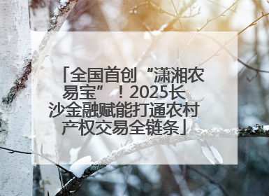 全国首创“潇湘农易宝”！2025长沙金融赋能打通农村产权交易全链条