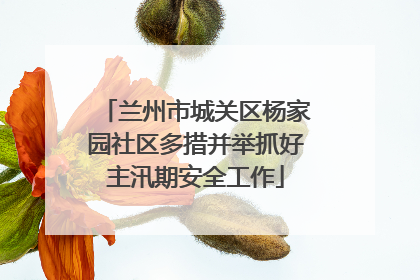 兰州市城关区杨家园社区多措并举抓好主汛期安全工作