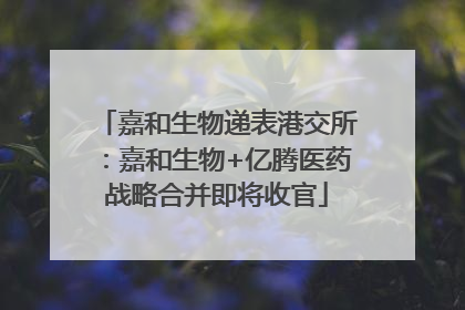 嘉和生物递表港交所：嘉和生物+亿腾医药战略合并即将收官