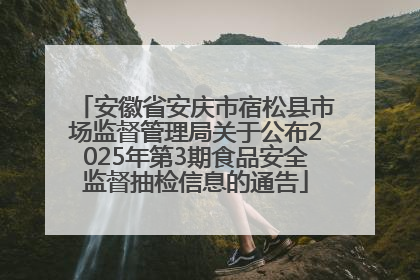 安徽省安庆市宿松县市场监督管理局关于公布2025年第3期食品安全监督抽检信息的通告
