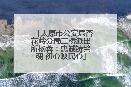 太原市公安局杏花岭分局三桥派出所杨蓉：忠诚铸警魂 初心映民心