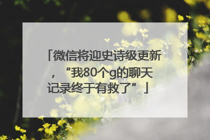 微信将迎史诗级更新，“我80个g的聊天记录终于有救了”
