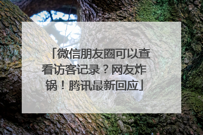 微信朋友圈可以查看访客记录？网友炸锅！腾讯最新回应