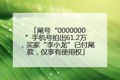 尾号“0000000”手机号拍出61.2万，买家“李小龙”已付尾款，仅享有使用权