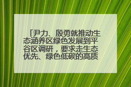 尹力、殷勇就推动生态涵养区绿色发展到平谷区调研，要求走生态优先、绿色低碳的高质量发展之路