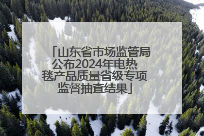 山东省市场监管局公布2024年电热毯产品质量省级专项监督抽查结果
