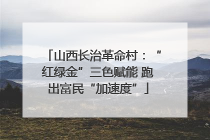 山西长治革命村：“红绿金”三色赋能 跑出富民“加速度”