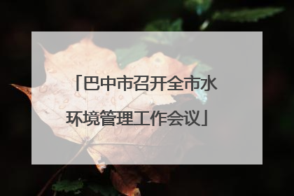 巴中市召开全市水环境管理工作会议