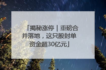 揭秘涨停｜重磅合并落地，这只股封单资金超30亿元