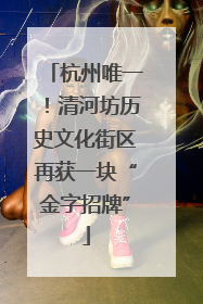 杭州唯一！清河坊历史文化街区再获一块“金字招牌”