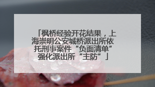 枫桥经验开花结果，上海崇明公安城桥派出所依托刑事案件“负面清单”强化派出所“主防”