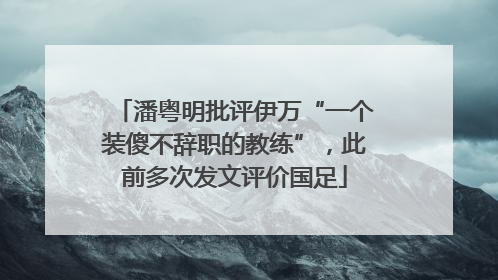 潘粤明批评伊万“一个装傻不辞职的教练”，此前多次发文评价国足