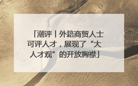 潮评丨外籍商贸人士可评人才，展现了“大人才观”的开放胸襟
