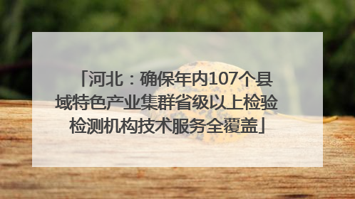 河北：确保年内107个县域特色产业集群省级以上检验检测机构技术服务全覆盖
