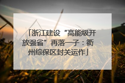 浙江建设“高能级开放强省”再落一子：衢州综保区封关运作
