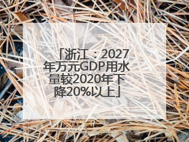 浙江：2027年万元GDP用水量较2020年下降20%以上