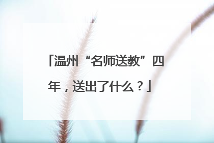 温州“名师送教”四年，送出了什么？