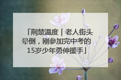 荆楚温度｜老人街头晕倒，刚参加完中考的15岁少年勇伸援手