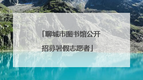 聊城市图书馆公开招募暑假志愿者