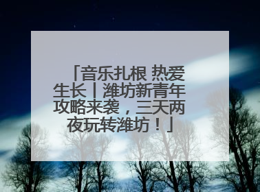 音乐扎根 热爱生长丨潍坊新青年攻略来袭，三天两夜玩转潍坊！