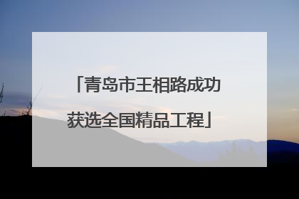 青岛市王相路成功获选全国精品工程