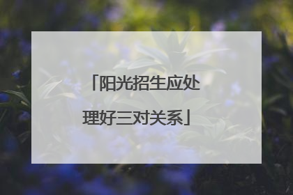 阳光招生应处理好三对关系