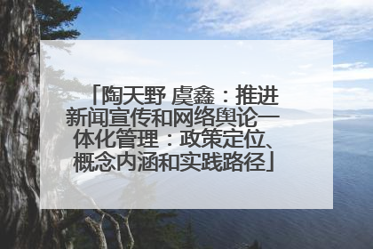 陶天野 虞鑫：推进新闻宣传和网络舆论一体化管理：政策定位、概念内涵和实践路径
