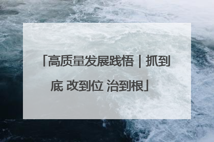 高质量发展践悟｜抓到底 改到位 治到根