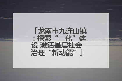 龙南市九连山镇：探索“三化”建设 激活基层社会治理“新动能”
