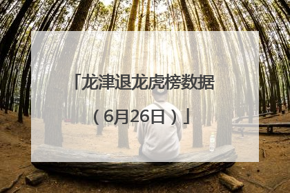 龙津退龙虎榜数据（6月26日）