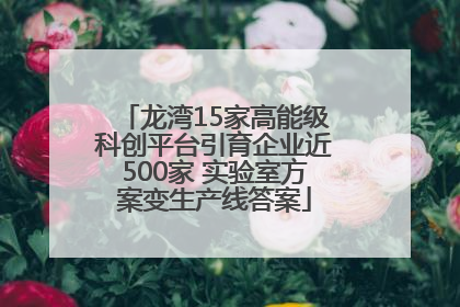 龙湾15家高能级科创平台引育企业近500家 实验室方案变生产线答案