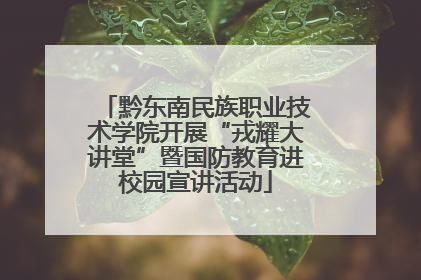 黔东南民族职业技术学院开展“戎耀大讲堂”暨国防教育进校园宣讲活动