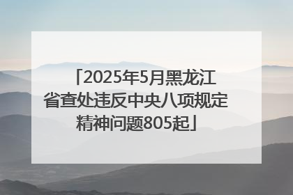 2025年5月黑龙江省查处违反中央八项规定精神问题805起