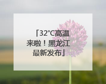 32℃高温来啦！黑龙江最新发布